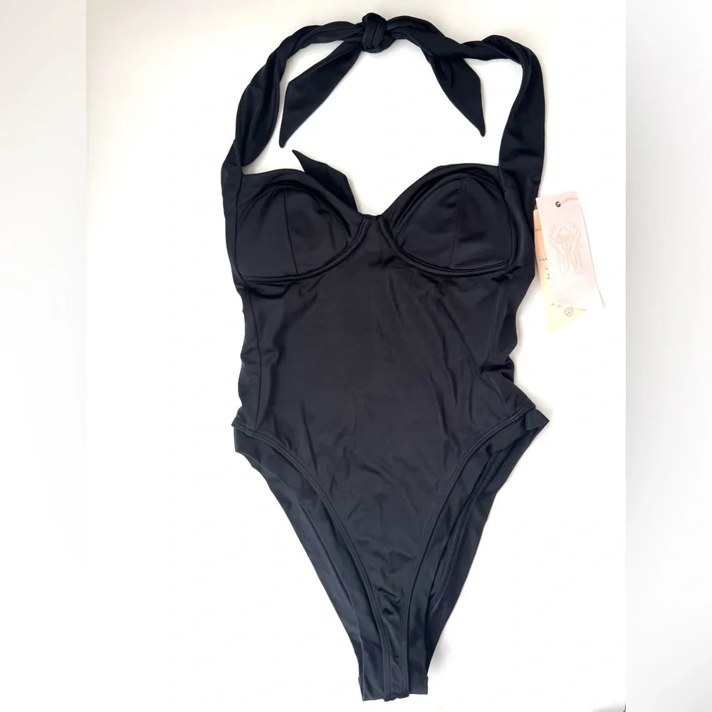 Free People We Are HAH NWT Women’s Black Fair Resort One Pieces Swimsuit Size‎ S